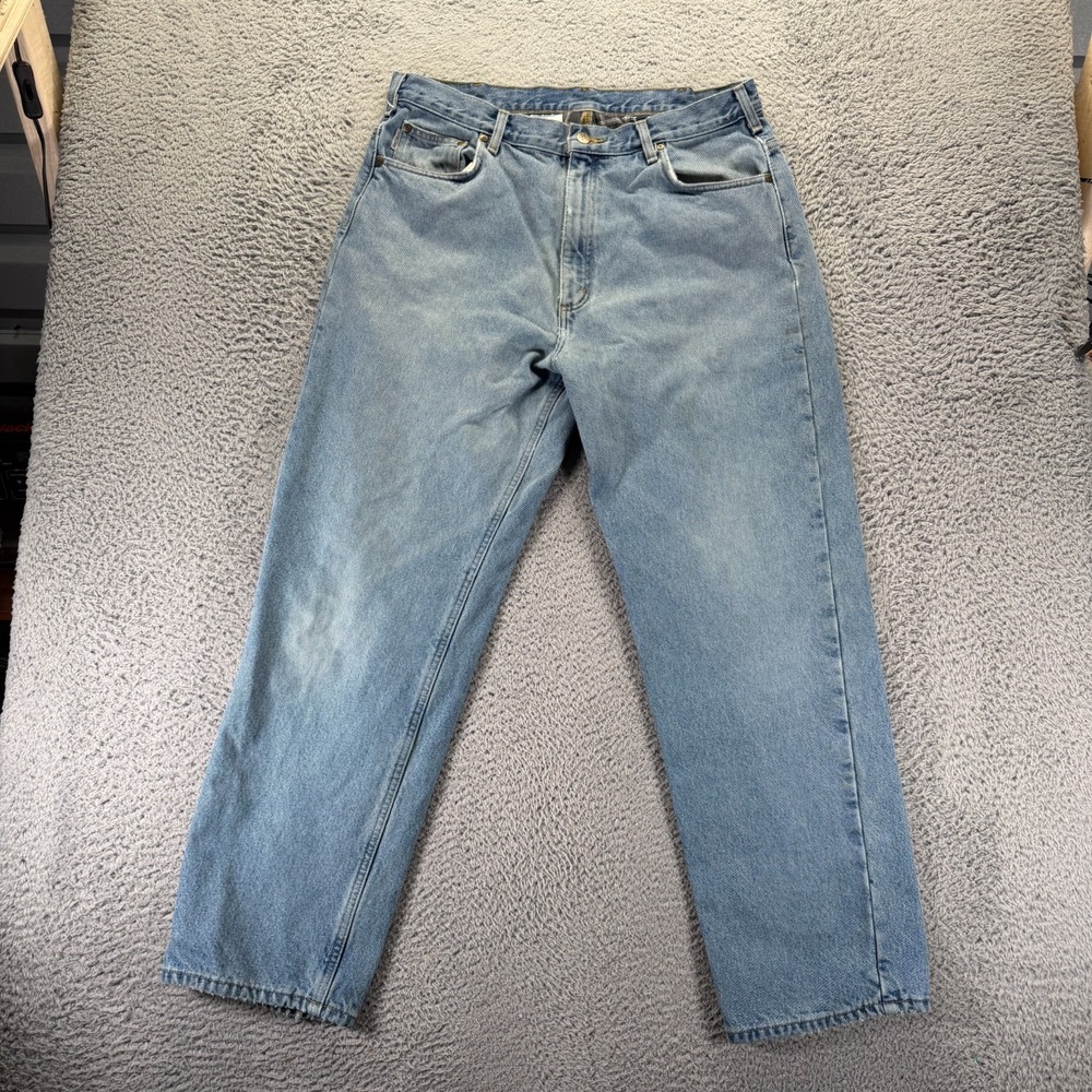 Carhartt Jeans Men's 38x32 Blue Cotton Denim‎ Straight Relaxed Workwear Travel